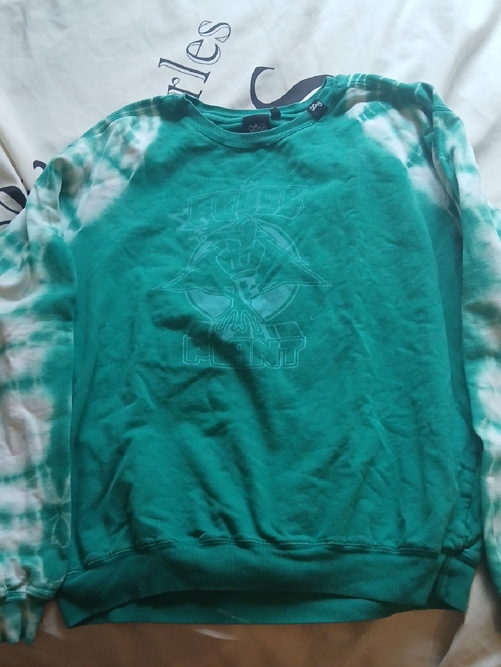 Unbranded Teal Tie-Dye Sleeve Crewneck Sweatshirt 2XL